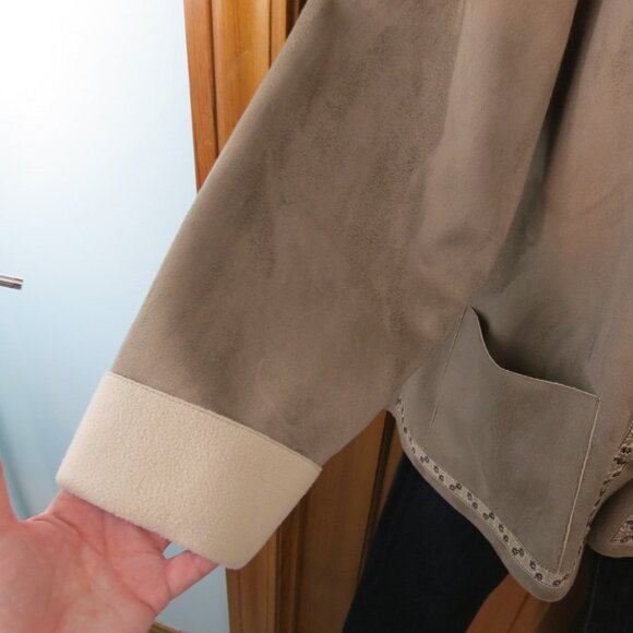 NWT Alfred Dunner "Castle Bay" Mocha Faux Suede Coat Toggle Button Size 18W - Picture 6 of 12